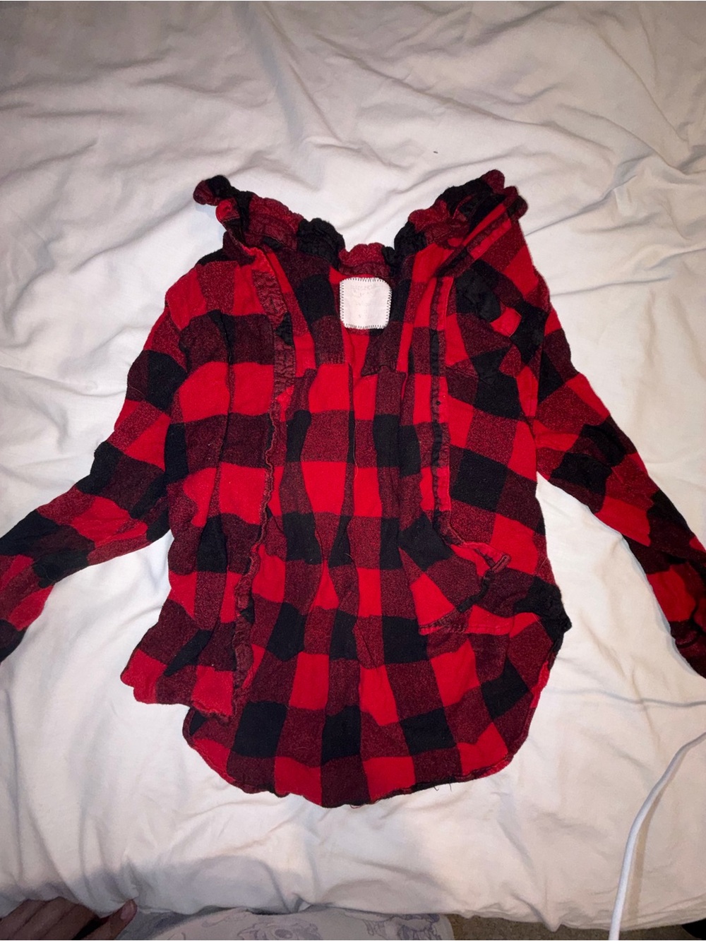 Junior Red & Black Buffalo Plaid Hoodie Top